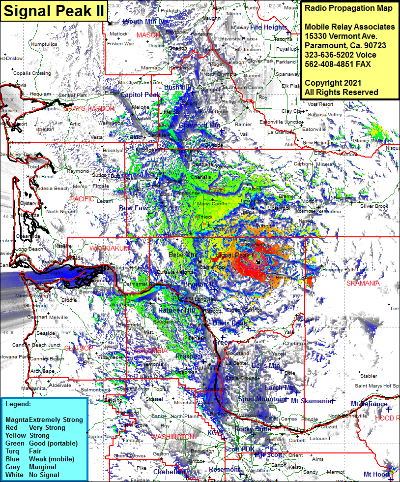 heat map radio coverage Signal Peak II